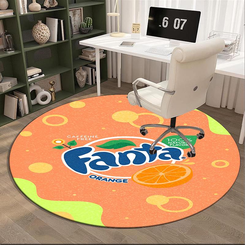 Fanta Orange Refreshment Round Rug for Livingroom,Bedroom, Palyroom, Chair Rug, Area rug, Circle Carpet, Fan Christmas gift