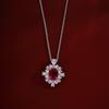 Xiancan Vintage Style 925 Silver Pigeon Blood Ruby Oval Halo Choker Necklace