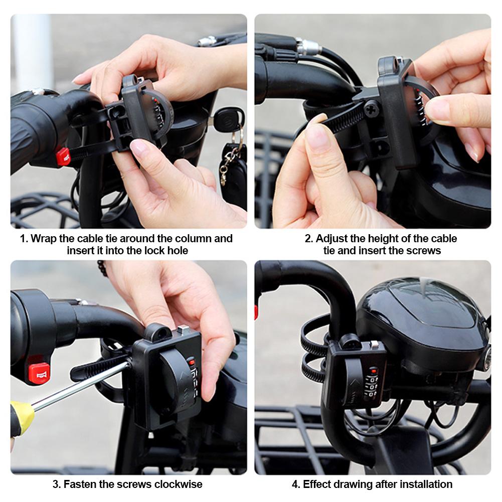 Universal Motorcycle Helmet Lock Bicycle Handlebar Lock Safe Fixed Hook Lock Anti-Theft Password Lock Outdoor for Moto