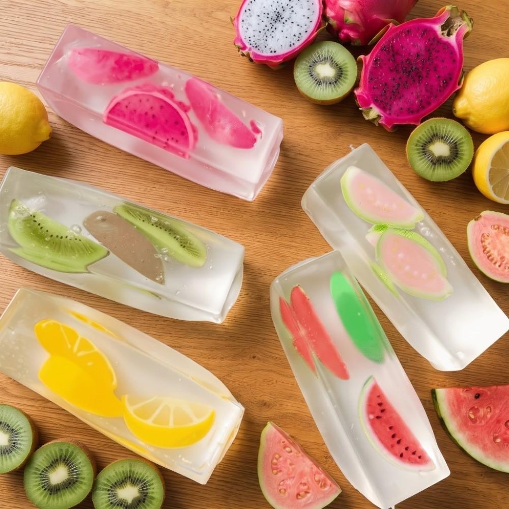 Transparent Fruit Bar Squishy Toy Soft Fruit Bar Fidget Toy Fruit Strip Squeeze Toy Kids Gifts