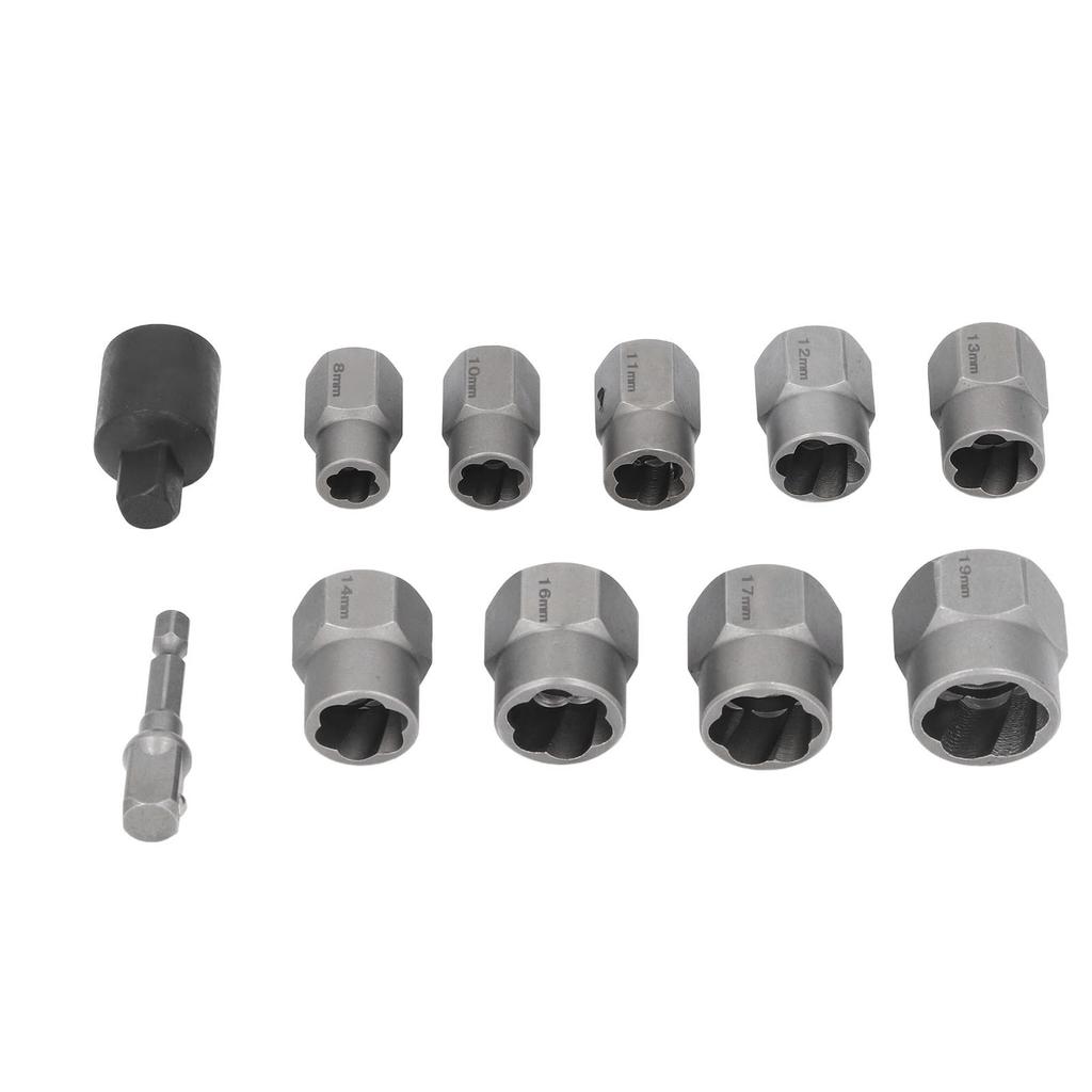Набор экстракторов гаек 9 шт. Экстрактор болтов с 3/8-дюймовым приводом и шестигранным адаптером для сорванных, заржавевших гаек