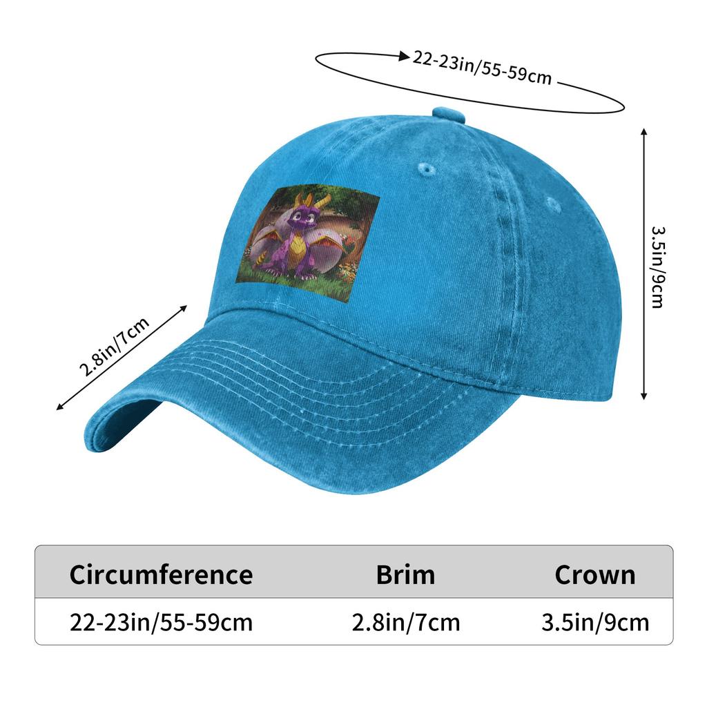 Spyro Pattern Denim Fabric Cap Casual Baseball Caps Adjustable Hat Summer Unisex Baseball Hats