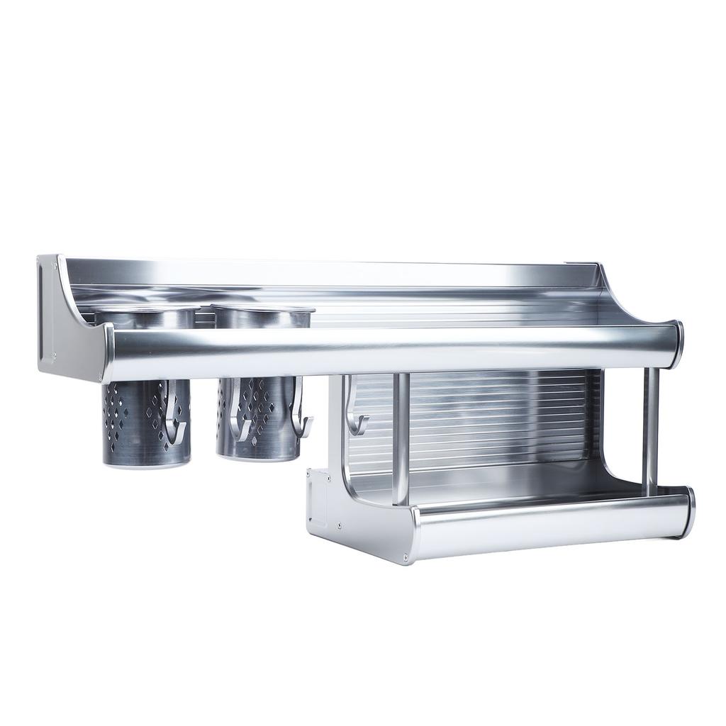 Wall Mounted Kitchen Organizer Rack Aluminum Alloy 2 Tiers Chopstick Spice Bottle Holder Storage