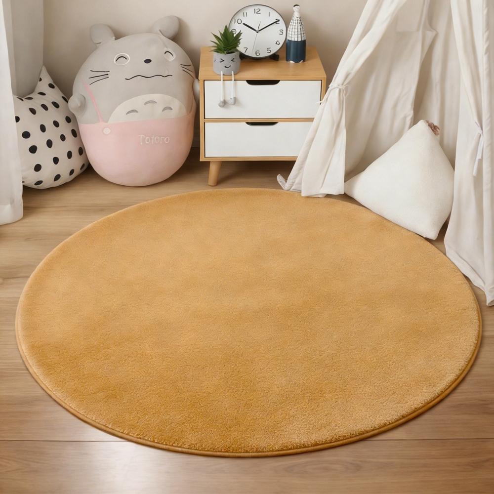 Soft Round Coral Velvet Rug Non Slip Floor Mat for Living Room Bedroom Nursery Cute Home Decor