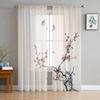 Шифоновые прозрачные шторы в китайском стиле с цветком сливы и бабочкой для гостиной, украшение для дома, оконная вуаль, тюлевые занавески, шторы