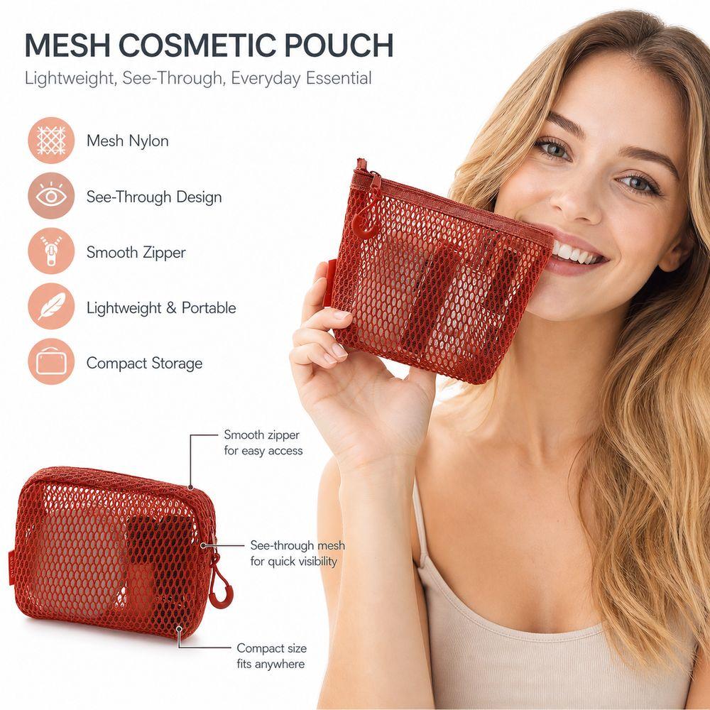 Nylon Transparent Storage Bag Breathable Mesh Storage Pouch Office Organization