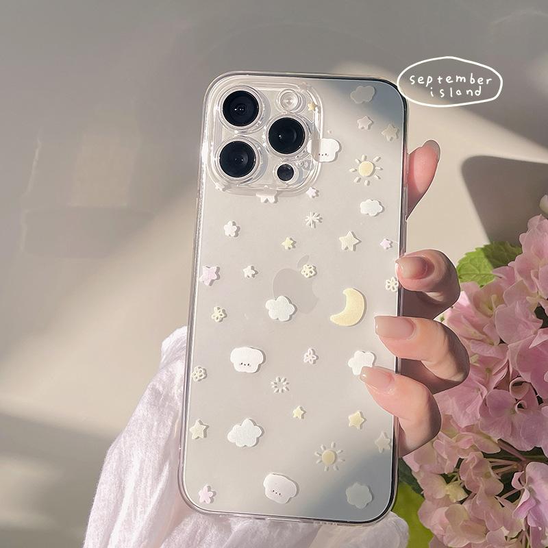 Полноэкранная облачная луна подходит для чехла на мобильный телефон iPhone11promax 11pro прозрачный ТПУ космический чехол мелкое отверстие