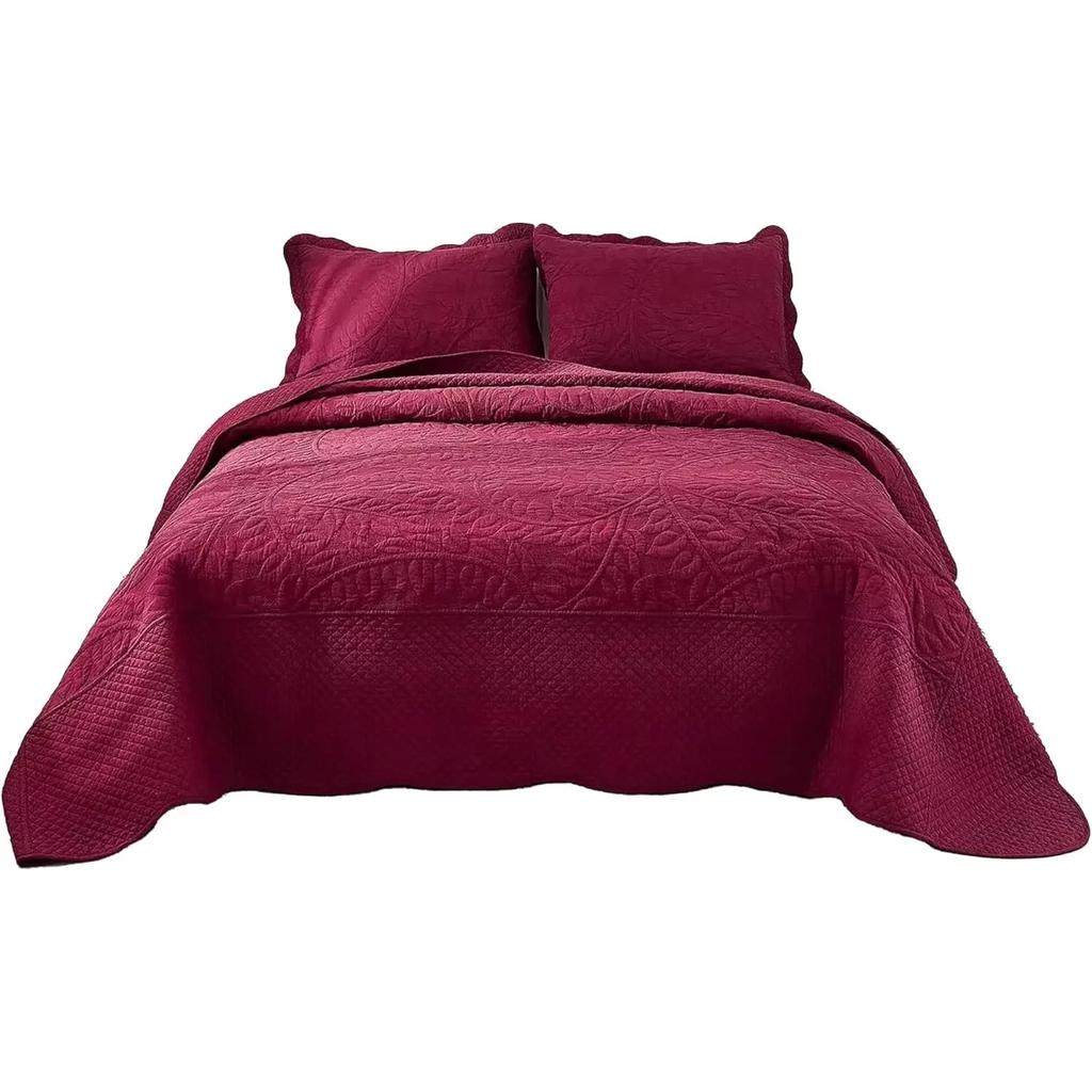 1-Piece 100% Cotton Twin Quilt Set Embroidered Quilted Bedding Bedspread Natural Beige Freight Free Nap Blanket Plaid