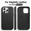 Luxury Leather For Magsafe Case For iPhone 13 Mini 14 15 Pro Max Plus Magnetic Wireless Charge Case With Animation Protect Cover