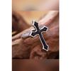 Регулируемое мужское кольцо с черным готическим крестом и посеребренным покрытием