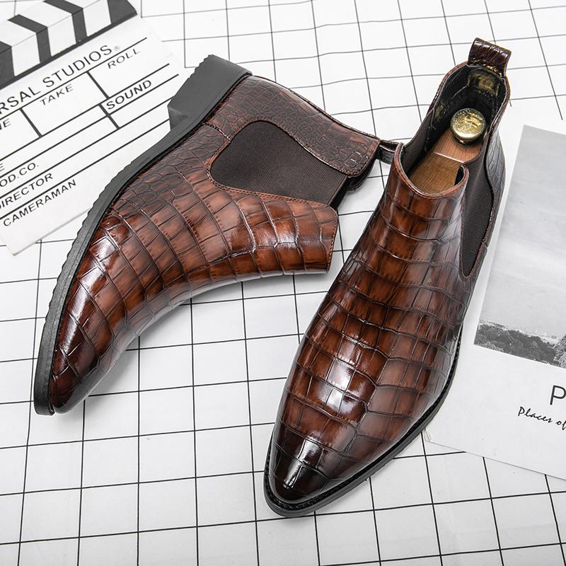 Новые высококачественные мужские остроносые ботинки челси с капюшоном, водонепроницаемые ботильоны, мужские модные ботинки-броги, кожаные туфли, размер 38-46