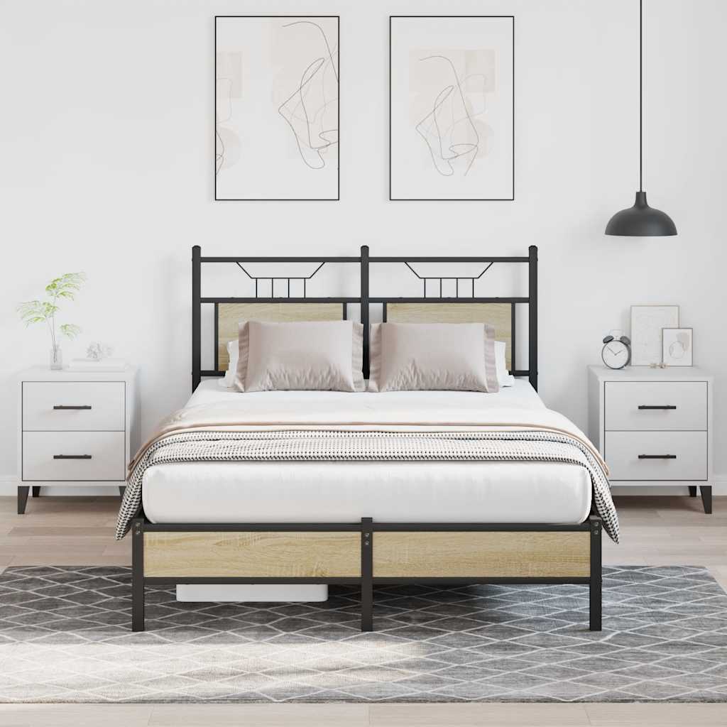 Bed Frame without Mattress Sonoma Oak Finish 120 x 190 cm Engineered Wood