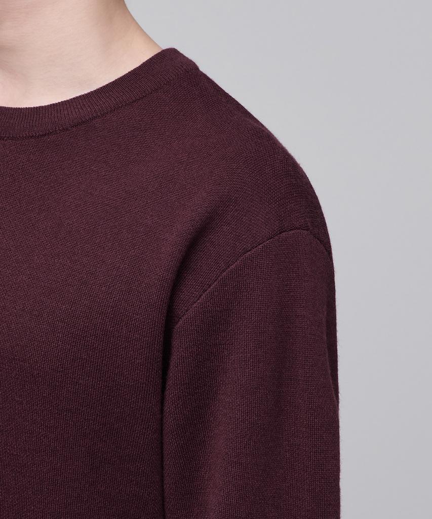 MUSINSA STANDARD Minimal Crew Neck Knit [Burgundy]