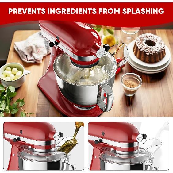 Защита от брызг на 3,5 кварты для стационарного миксера KitchenAid с наклоняемой головкой, Защитный щиток со съемным желобом для выливания, Аксессуары для миксера