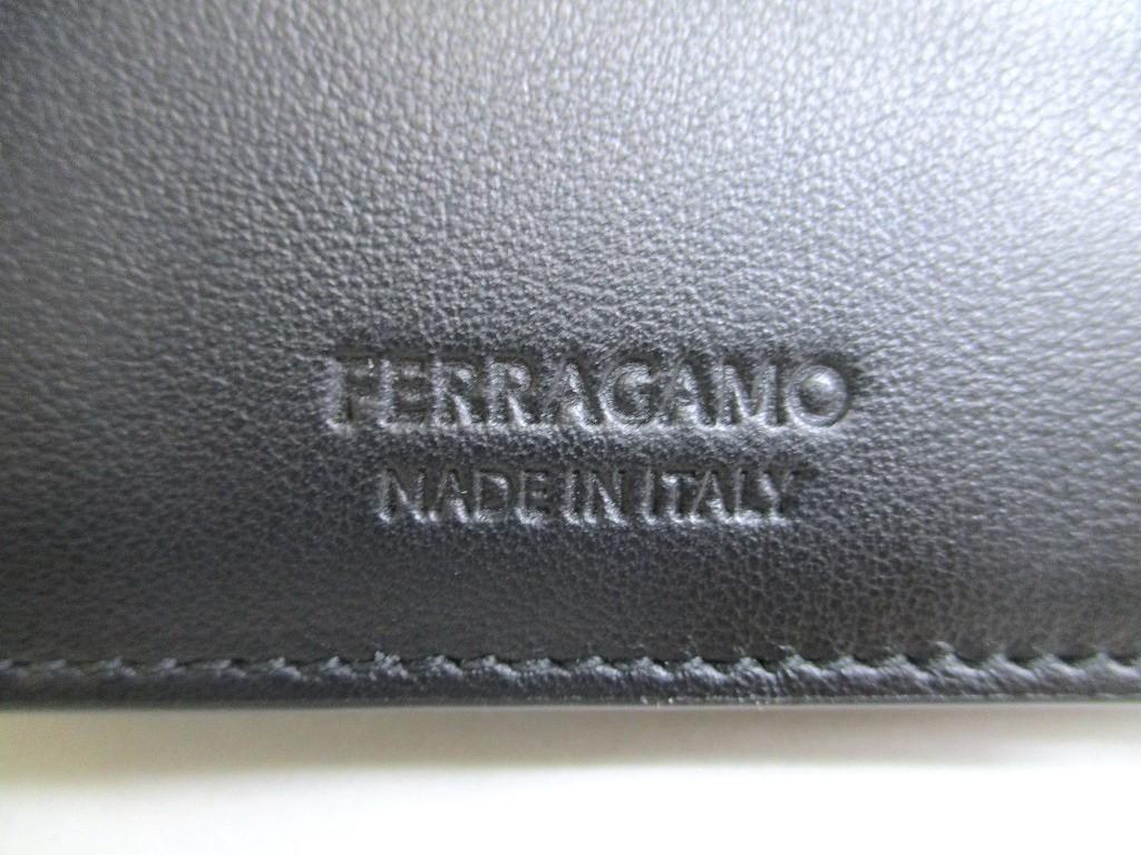 Аутентичная визитница из серебристо-черной кожи с логотипом Salvatore Ferragamo #a543 восстановленная