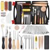 Dennty Leather Craft Tools Leatherwork Kit Set Beginner Kit Leather Tools Hand Sewing Leather Tool Set Carving Engraving Set Diamond Punch Stitching