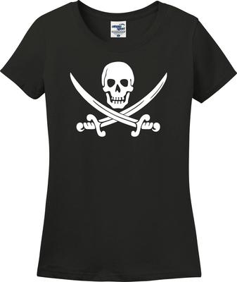 Pirate Jolly Roger Missy Fit Ladies T-Shirt (S-3X)