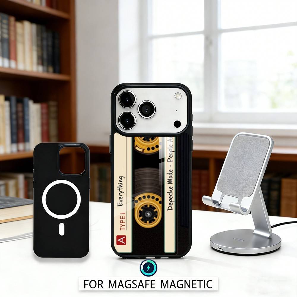 R-Ретро C-Кассетная t-лента Чехол для телефона Для iPhone 17,16,15,14,13,12,Pro,Max Для Magsafe Магнитная Беспроводная Зарядка