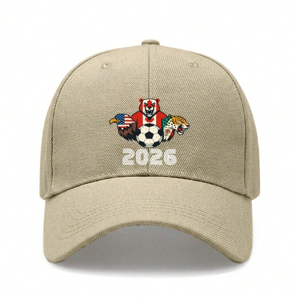[Patriotic Baseball Cap] 2026 Soccer Championship Print Polyester Adjustable Breathable Lightweight Unisex Casual Outdoor Sports Baseball Hat -
