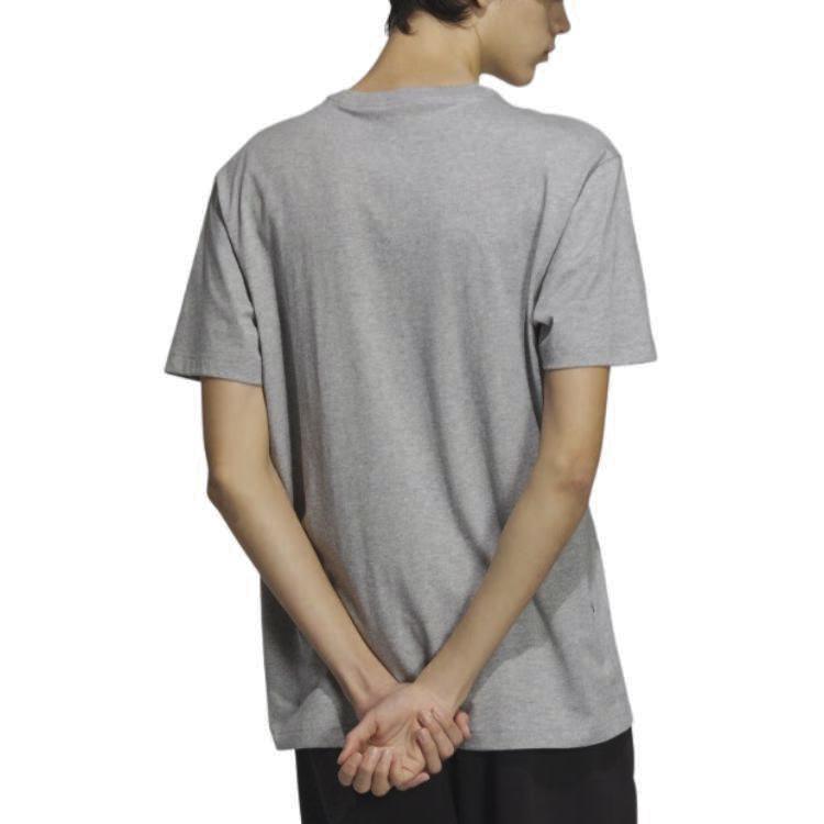 Adidas Круглый вырез с логотипом и буквенным принтом, футболка с коротким рукавом, мужские топы, средне-меланжево-серый JI5073