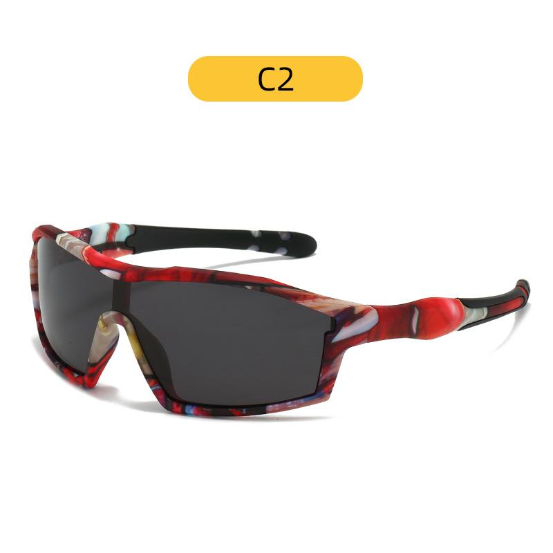 Children's color sports sunglasses Boys and girls large frame integrated sunglasses Outdoor cycling sunshades