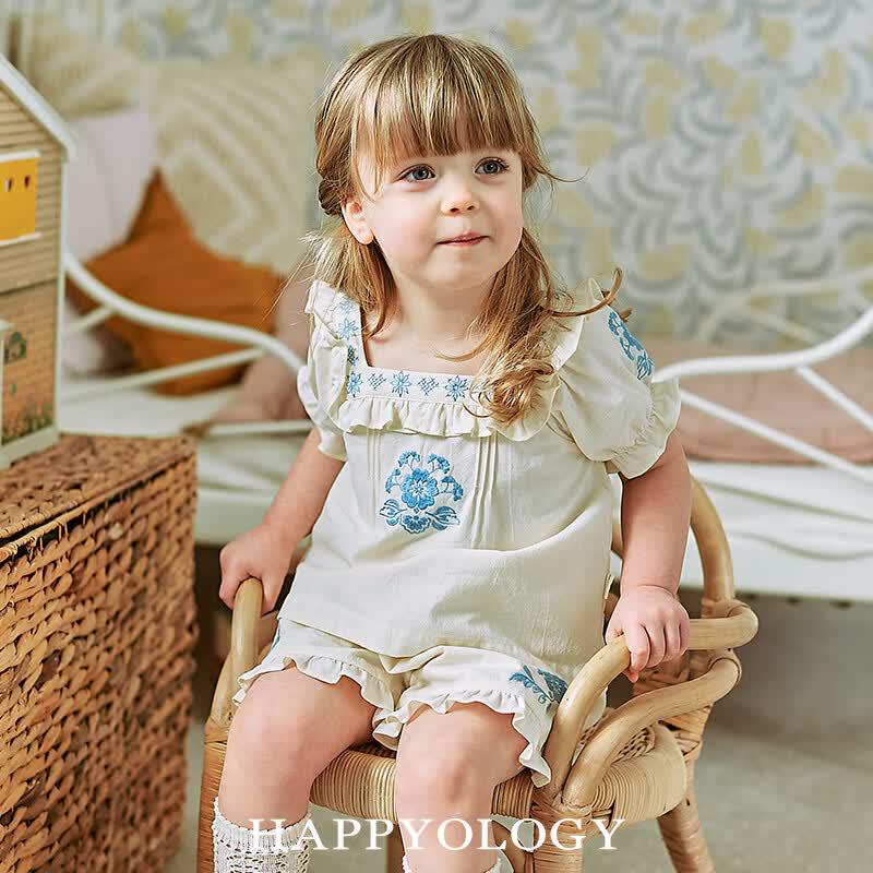Happyology Girls' Summer Smocked Wide-Leg Shorts