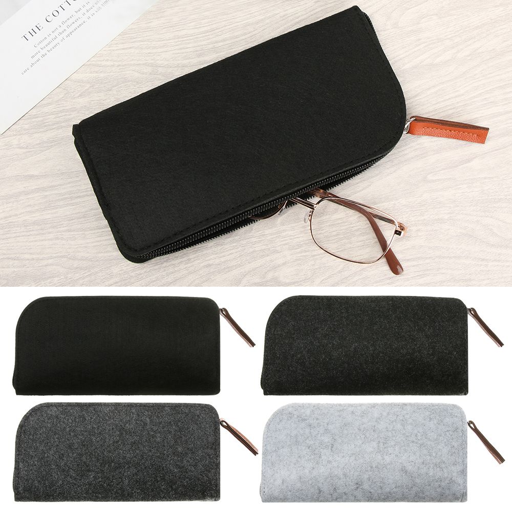 Wool Felt Cloth Zipper Eyeglasses Pouch Portatives Protector Sunglasses Case Box Glasses Case Bag