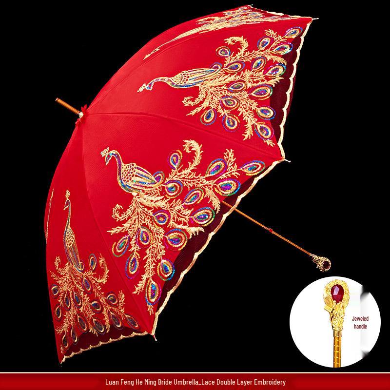 Красный свадебный набор зонтов для китайской свадебной церемонии и приданого