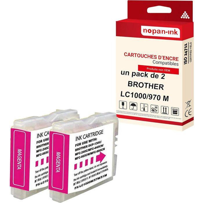 2 Cartouche compatible pour BROTHER LC 1000 XL LC1000XL Magenta Lune Brother DCP 130 C 135 C 150 C 150 Series 153 C 330 C 350 C 350
