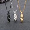Hip Hop Shiny Stainless Steel Bullet Charm Pendant Necklace for Men Women Personalized Gold Color Accessories Trendy Jewelry