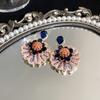Серебряные иглы с цирконом и бриллиантами, инкрустированные цветами, нишевые легкие роскошные серьги высокого класса, модные темпераментные серьги для тяжелой промышленности, женские