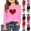 Футболки с длинным рукавом для девочек Love ко Дню святого Валентина, детские осенние топы с круглым вырезом, базовые футболки для детей 5-14 лет