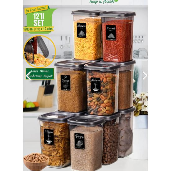 12 Liter Square Provisions Pulses Storage Container Set Spice Jar 1.2 Liters