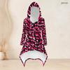 Women Plus Size Hooded Long Sleeve Printed High Low Top And Fitted Pants Two Piece Set