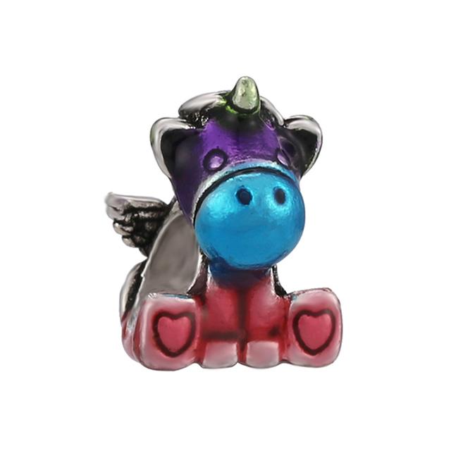 2pcs Colorful Paw Flower Butterfly Beads Rainbow Fit Original Brand Charms Silver Color Bracelets Necklaces Women Diy Jewelry