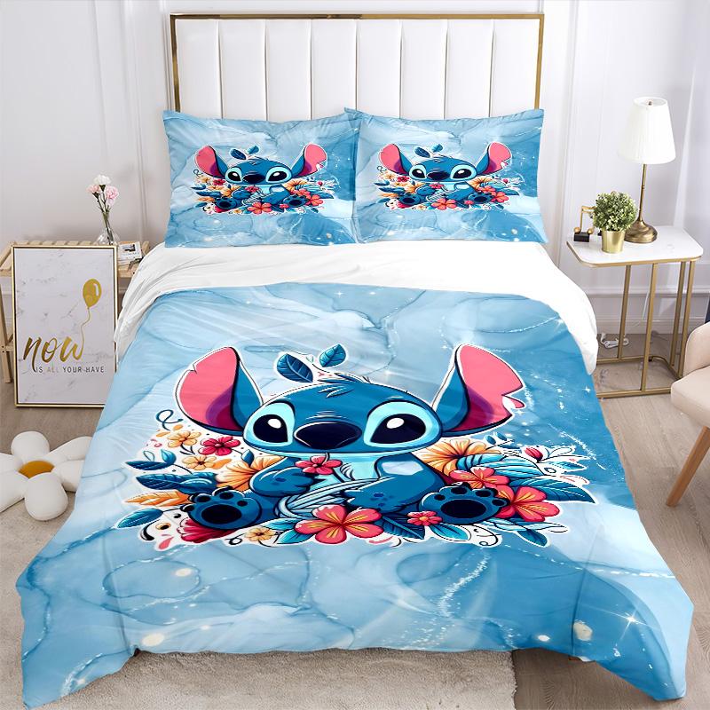 Stitch'S Floral Fantasy Print 3Pcs Bedding Setduvet Cover With 2 Bedropillowcase Home Birthday Gift