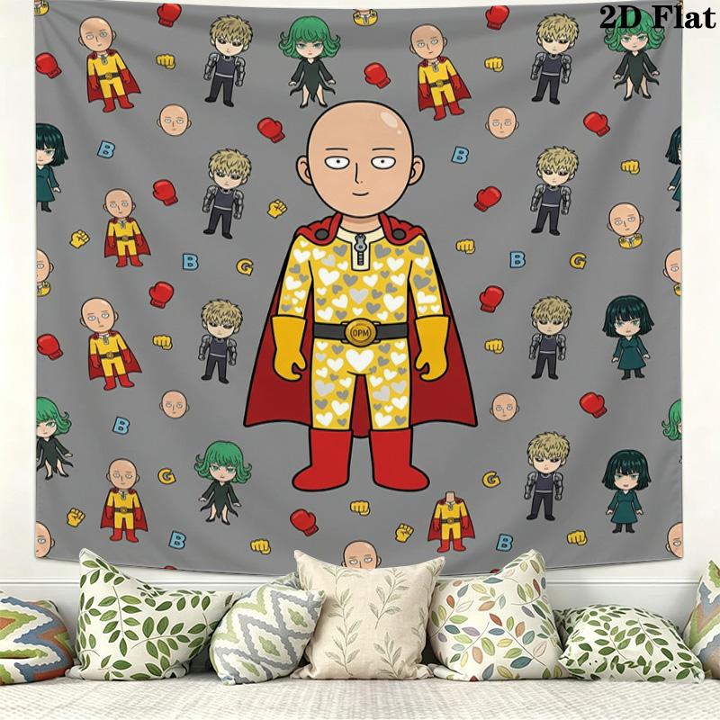 Onepunch Man Wall Tapestry Aesthetic Wall Hanging Printed Fabric Blanket Decorative Tapestries For Bedroom Living Room Home Decor