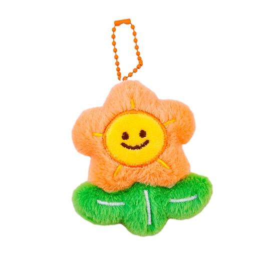 Keychain Soft Plush Sunflower Pendant with Smile Face Text Design Healing Shape Backpack Keys Bags Car