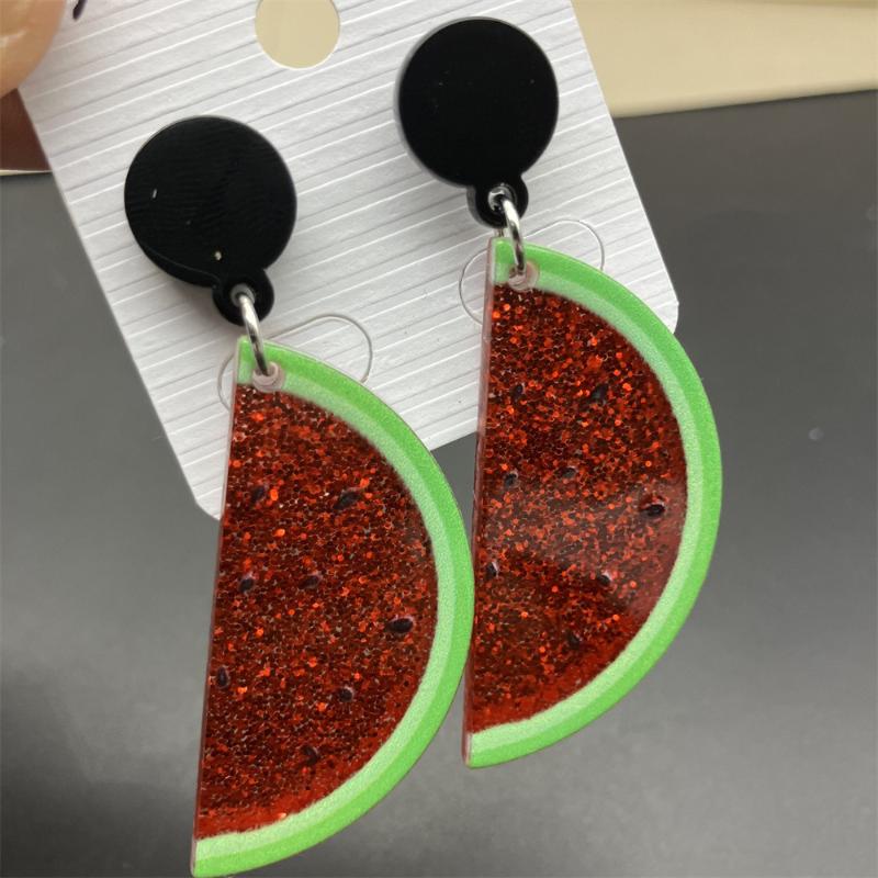 New Lovely Fruit Earrings Mango Strawberry Watermelon Fruit Earrings Sparkling Acrylic Earrings Jewelry Accessory Gifts