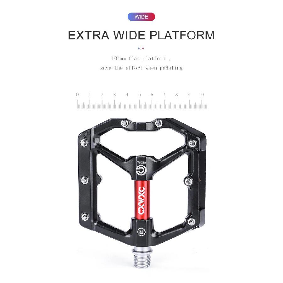 CXWXC Bicycle Pedals of Flat with Removable Anti-slip Pins Ultralight Aluminum Sealed Bearings MTB Road Bike Wide Flat Pedals