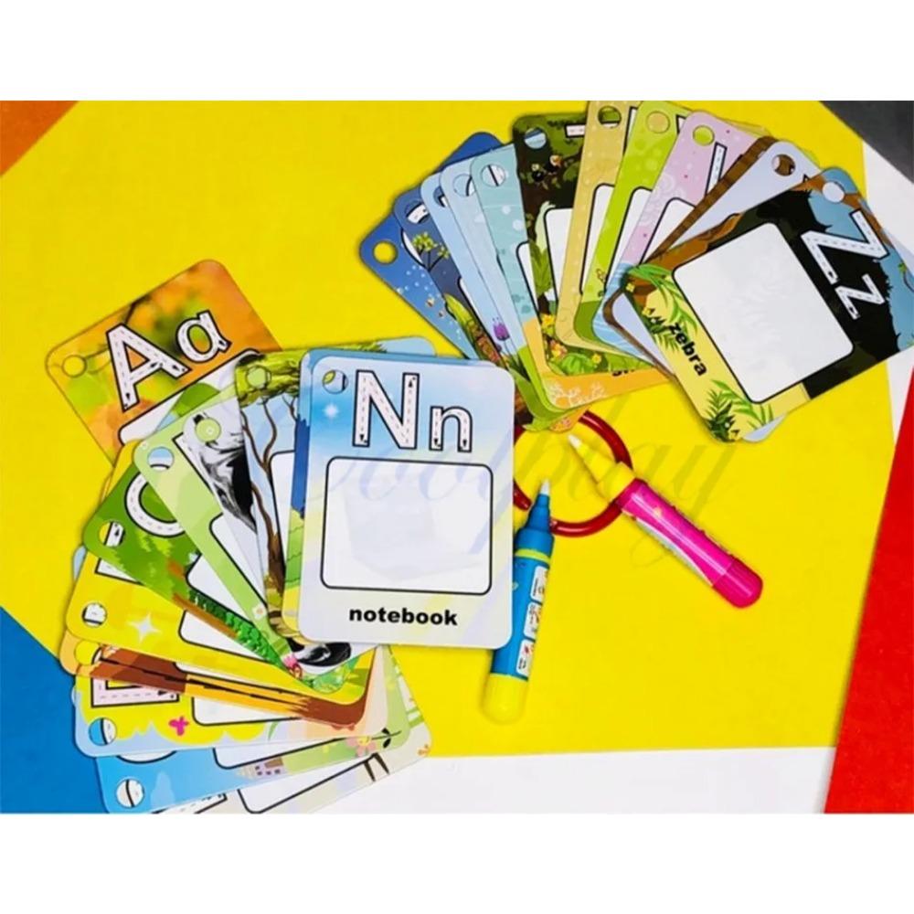 Water Drawing Card 26 Alphabet Coloring Book & 2 Magic Pen Letter Card Painting Board English Learning Educational Toys