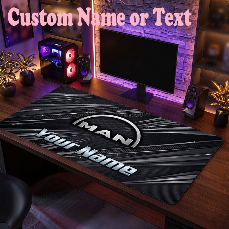 MAN Truck Customized Name Text Mouse Pad, Large Desk Mouse Mat Personalized Home Office Present