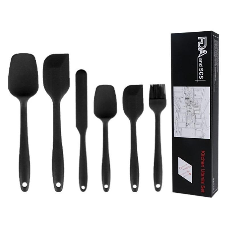 Red Silicone Spatula Set Rubber Scraper 10-Piece Kitchen Baking Utensils for Cooking Stirring Suitable for Non-stick Pans