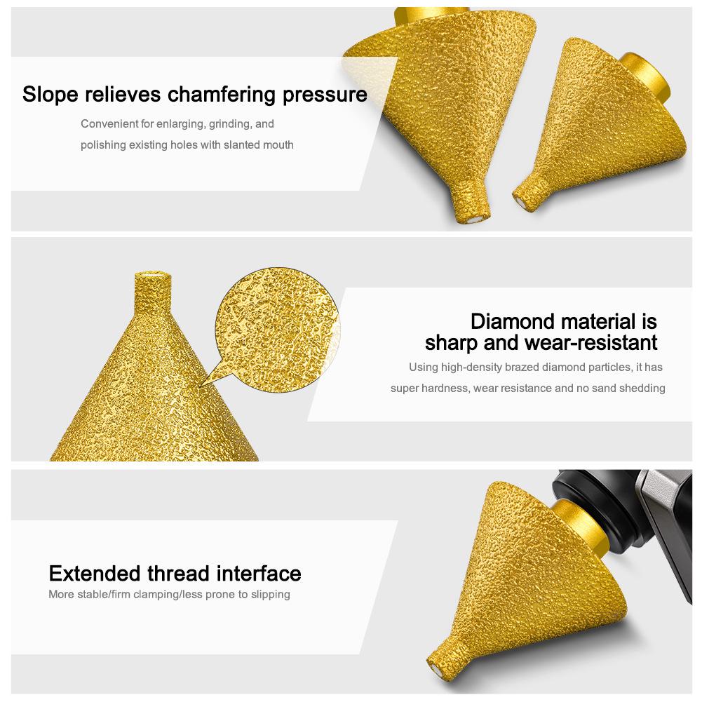 Brazed Diamond Chamferor 40 Mesh Ceramic Tile Marble Reamer Angle Grinder M1014 Grinding Bit Grinding Bit