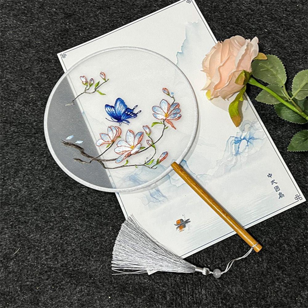 Ручной веер в китайском стиле с подвеской из шелка, винтажный вышитый веер, домашний декор