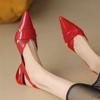 2024 Women's Sandals Sexy Hollow Shaped Heel Slingback Heels Fashion Pointed-toe Pumps Luxury Scales Patent Leather Ladies Shoes