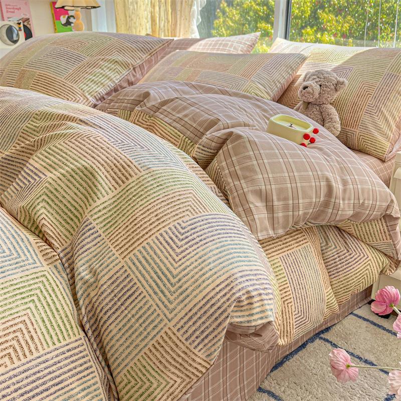 Комплект постельного белья из четырех предметов, пододеяльник из чистого хлопка с цветочным рисунком, простыня для спальни из трех предметов