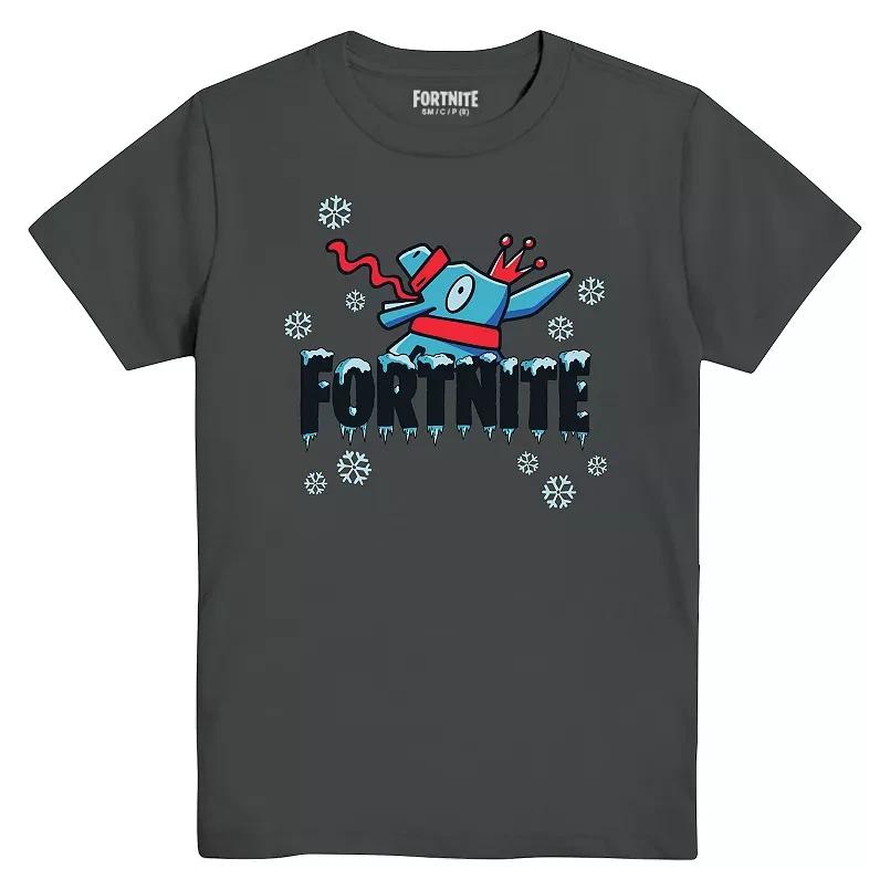 Fortnite Boy's Loot Llama Snow Charcoal Grey Graphic T-Shirt. Sizes S-XL. New!