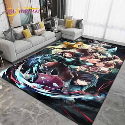 Большой ковер с мультяшным убийцей демонов, ковер для гостиной, украшение детской комнаты, детский нескользящий напольный коврик для игр