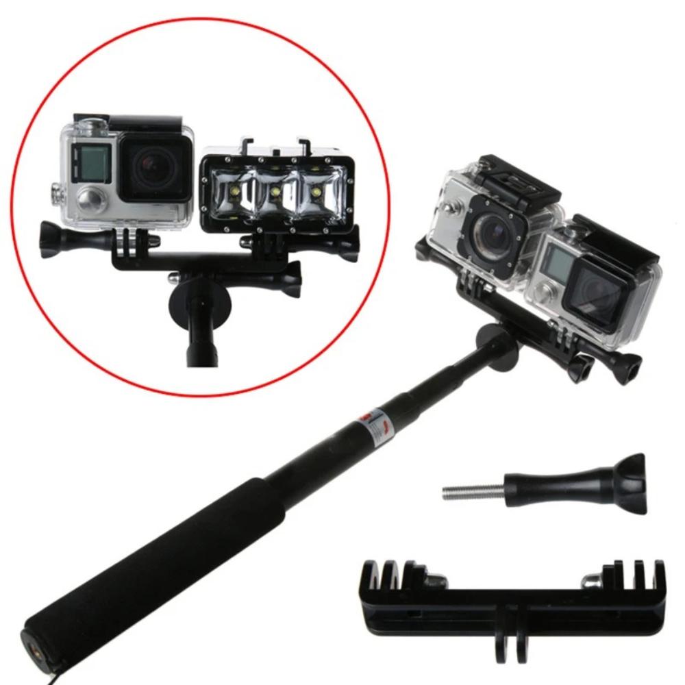 Dual Twin Mount Monopod Adapter Holder For GoPro Hero 13 12 11 10 9 8 7 6 5 4 SJCAM SJ4000 AKASO Insta360 DJI Osmo Action Camera